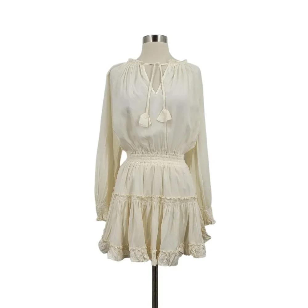 VICI Collection Smocked Long Sleeve Dress In Sweet Corn‎ Size XS NWT